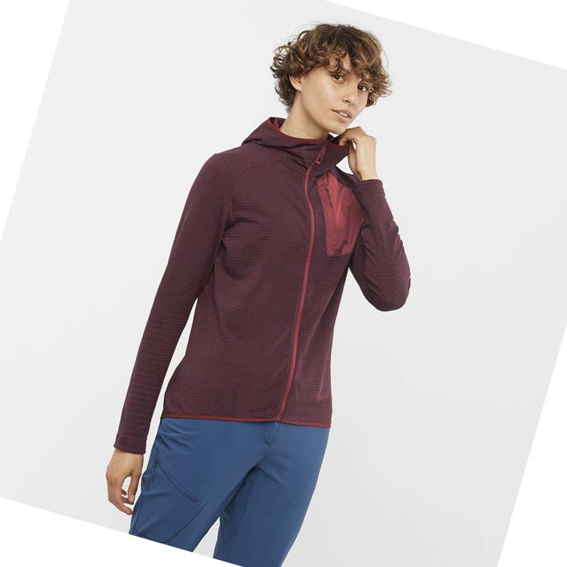 Salomon ESSENTIAL LIGHTWARM HOODED Hoodie Dam Röda | 59731-NGWA
